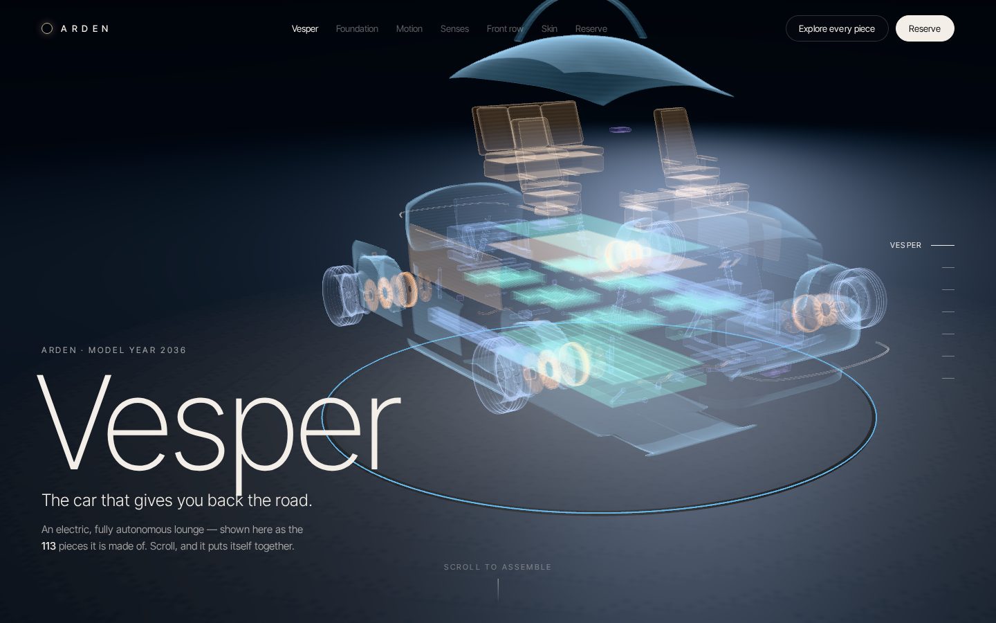 Future car · 3D showroom, built by Opus 5.5: first screen