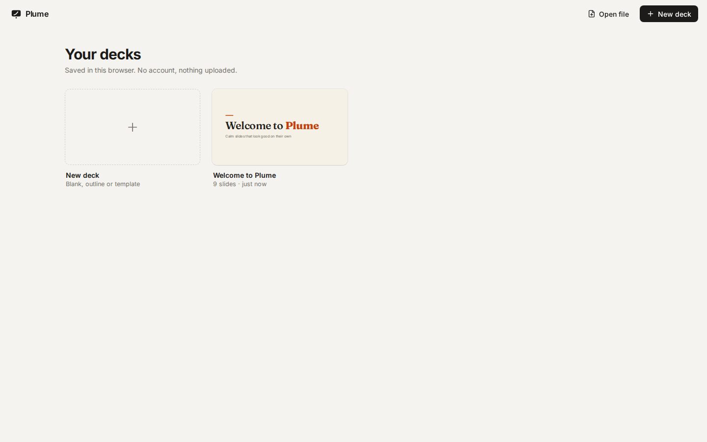 Presentation maker, built by Opus 5.5: first screen