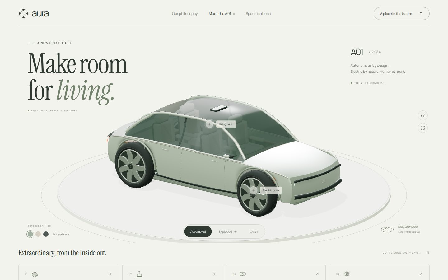 Future car · 3D showroom, built by GPT-6.1 Sol: first screen